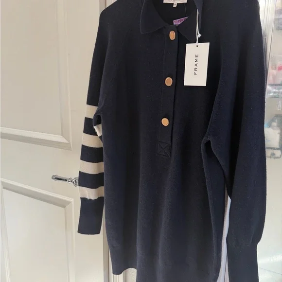 NWT FRAME Cashmere Rugby Tunic Dress - Picture 2 of 10
